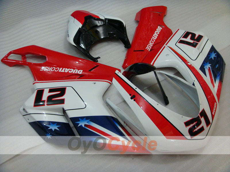 Injection Fairing kit for 08-13 Ducati 848 - Red, White - Xerox #OYO87902261