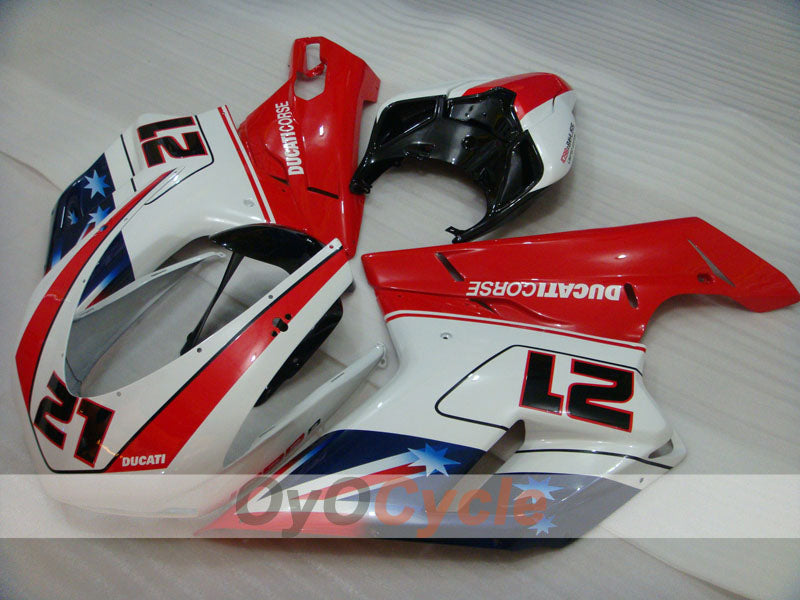 Injection Fairing kit for 08-13 Ducati 848 - Red, White - Xerox #OYO87902261