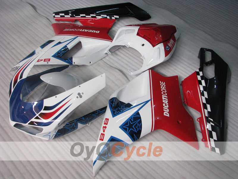 Injection Fairing kit for 08-13 Ducati 848 - Red, White - Xerox #OYO87902266