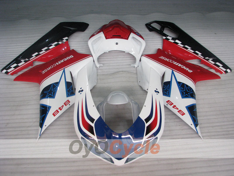 Injection Fairing kit for 08-13 Ducati 848 - Red, White - Xerox #OYO87902266