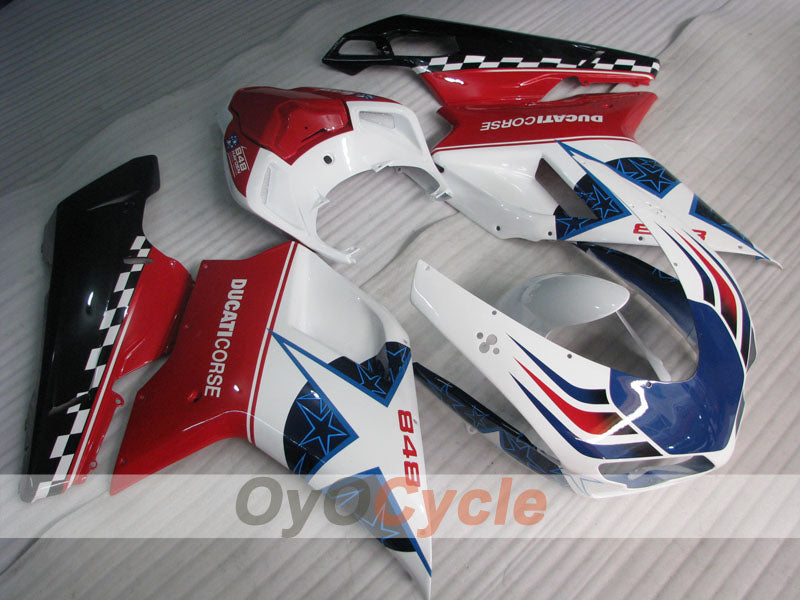 Injection Fairing kit for 08-13 Ducati 848 - Red, White - Xerox #OYO87902266