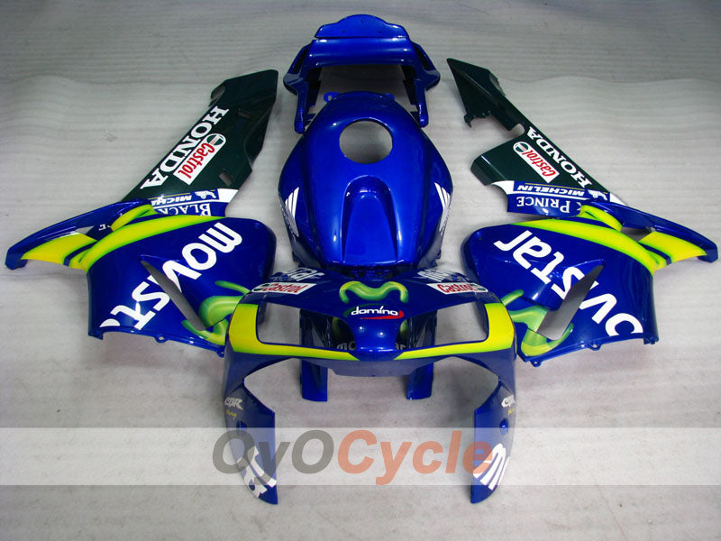 Injection Fairing kit for 03-04 CBR600RR - Yellow, Blue - Movistar #OYO87902537