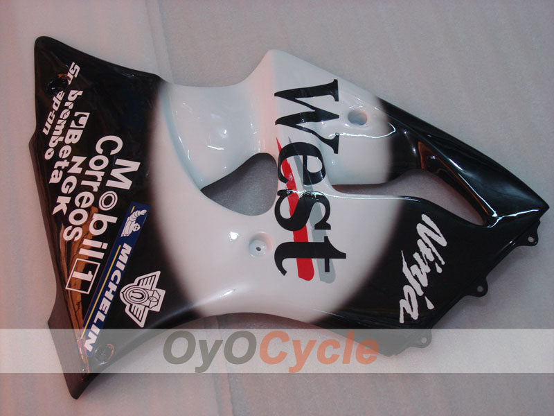 Injection Fairing kit for 00-02 NINJA ZX-6R - White, Black - MICHELIN, West #OYO87902818