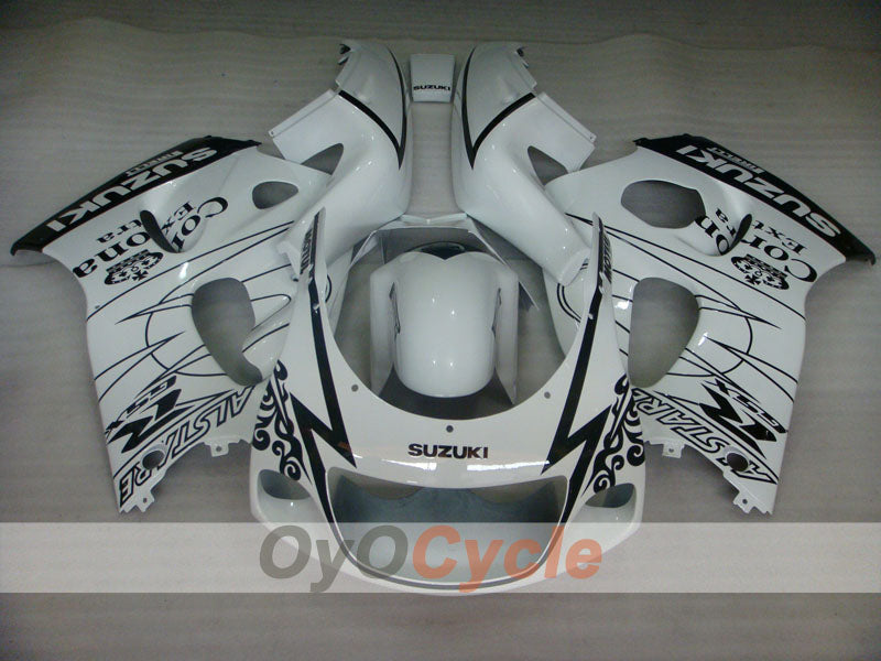 Fairing kit for 96-99 Suzuki GSXR750 - White, Black - Corona, MOTUL #OYO87902989
