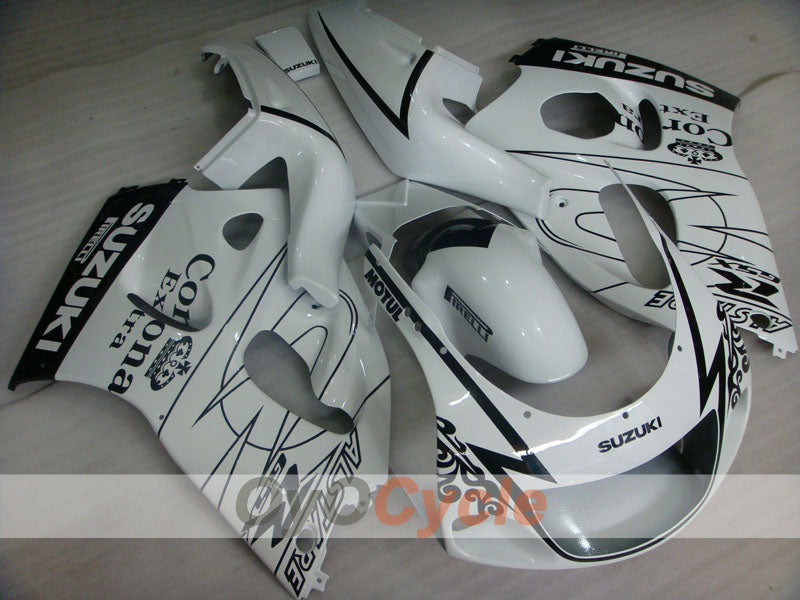 Fairing kit for 96-99 Suzuki GSXR750 - White, Black - Corona, MOTUL #OYO87902989