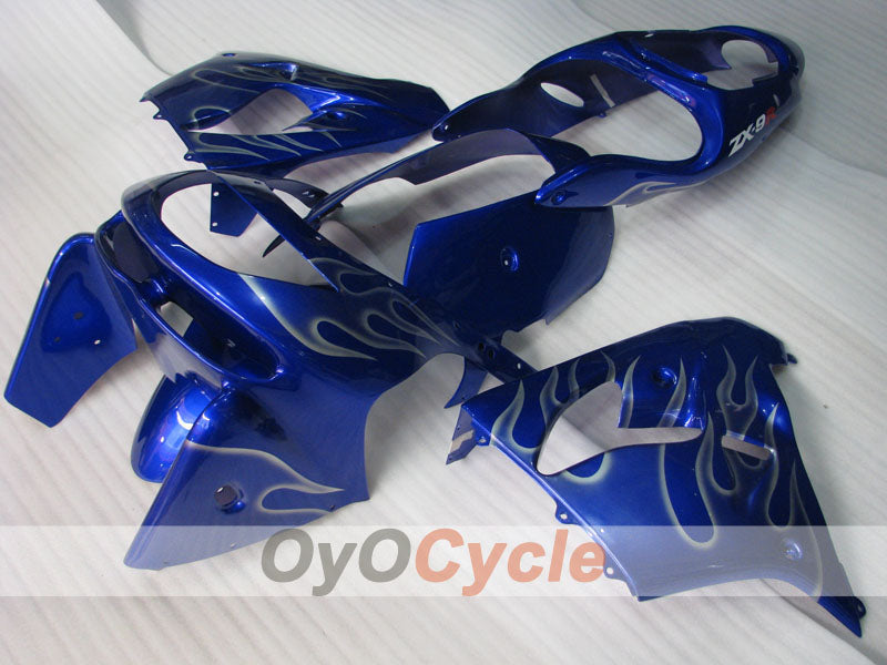 Fairing kit for 98-99 NINJA ZX-9R - Blue, Silver - Flame #OYO87903007