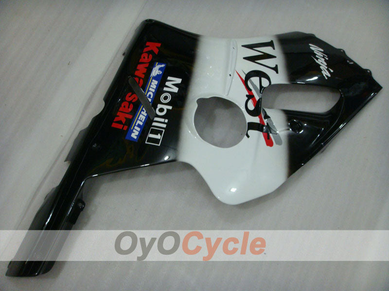 Injection Fairing kit for 00-01 NINJA ZX-12R - White, Black - West #OYO87903081