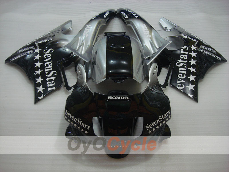 Fairing kit for 91-94 Honda CBR600 F2 - Black, Silver - SevenStars #OYO87903112 Secondary image