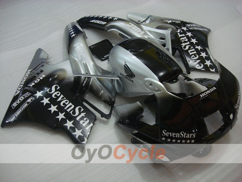 Fairing kit for 91-94 Honda CBR600 F2 - Black, Silver - SevenStars #OYO87903112 Main image