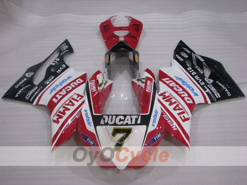 Injection Fairing kit for 11-14 Ducati 1199 - Red, White - FIAMM #OYO87903390