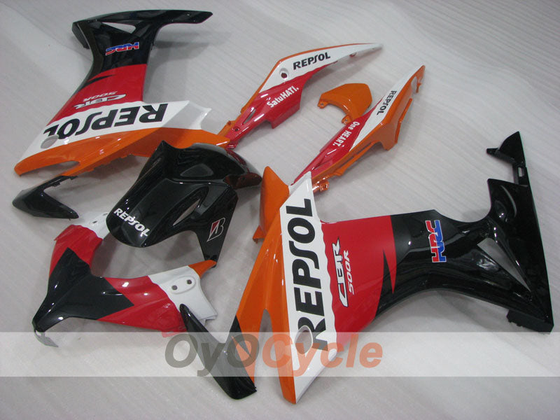 Injection Fairing kit for 13-15 CBR500R - Red, Orange, Black - Repsol #OYO87904581