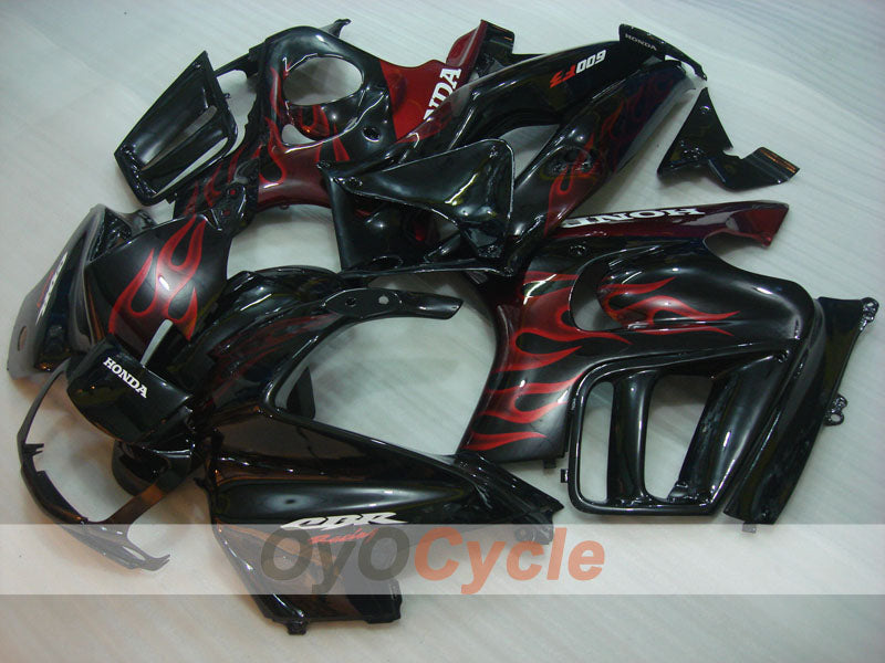 Injection Fairing kit for 97-98 CBR600F3 - Red, Black - Flame #OYO87904799 Main image