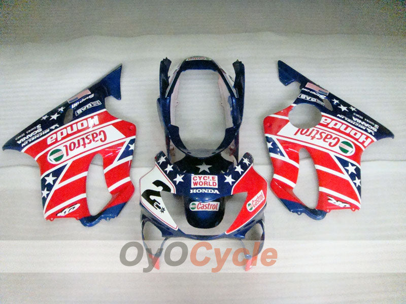 Injection Fairing kit for 99-00 CBR600F4 - Red, Blue - Castrol #OYO87900106