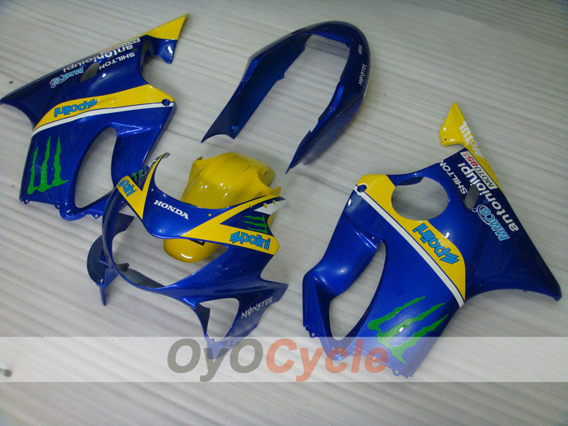 Injection Fairing kit for 99-00 CBR600F4 - Yellow, Blue - Monster, MOTUL #OYO87904844