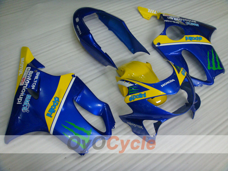 Injection Fairing kit for 99-00 CBR600F4 - Yellow, Blue - Monster, MOTUL #OYO87904844