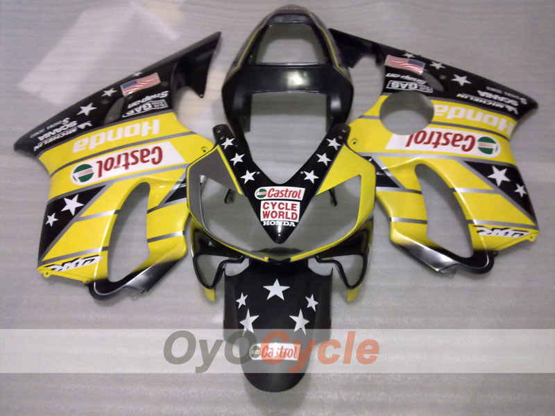 Injection Fairing kit for 01-03 CBR600F4i - Yellow, Black, Pink - Castrol #OYO87904864 Main image