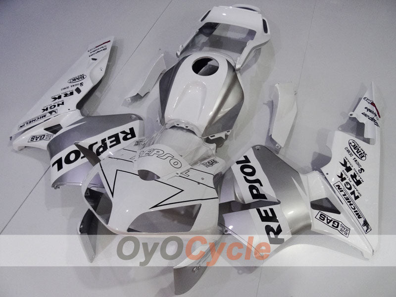 Injection Fairing kit for 03-04 CBR600RR - White, Silver - Repsol #OYO87904913