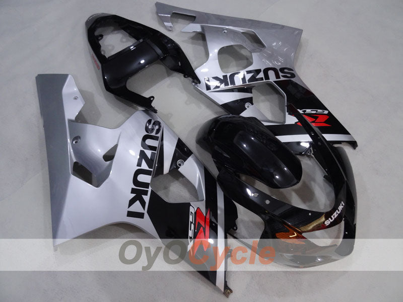 Injection Fairing kit for 04-05 GSXR600 - Black, Silver - Factory Style #OYO87905228 Main image