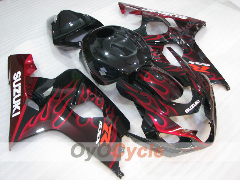 Injection Fairing kit for 04-05 GSXR600 - Red, Black - Flame #OYO87905264 Secondary image