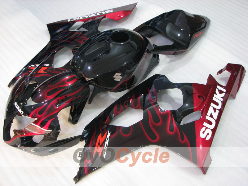 Injection Fairing kit for 04-05 GSXR600 - Red, Black - Flame #OYO87905264