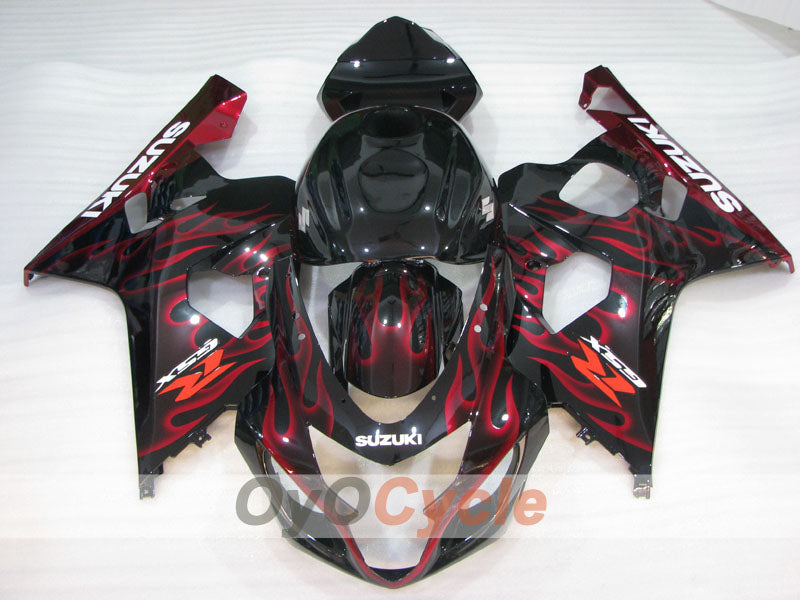 Injection Fairing kit for 04-05 GSXR600 - Red, Black - Flame #OYO87905264 Main image