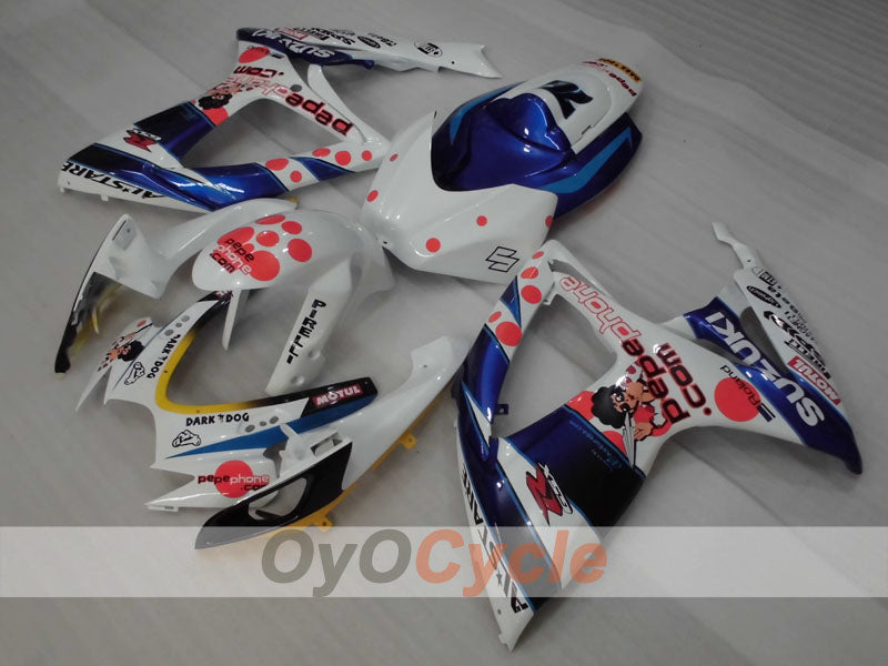 Injection Fairing kit for 06-07 GSX R600 - Blue, White - MOTUL #OYO87905315