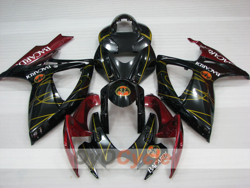 Injection Fairing kit for 06-07 GSX R600 - Black, Fuchsia - BACARDI #OYO87905324