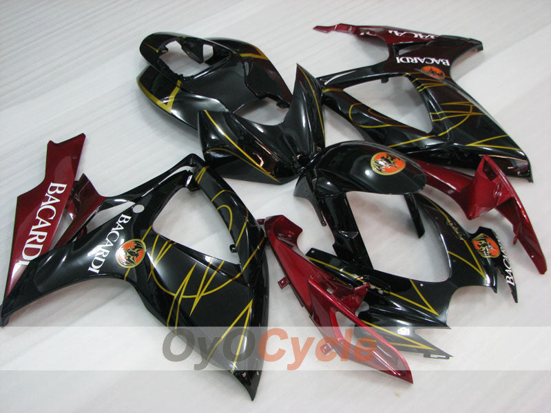 Injection Fairing kit for 06-07 GSX R600 - Black, Fuchsia - BACARDI #OYO87905324
