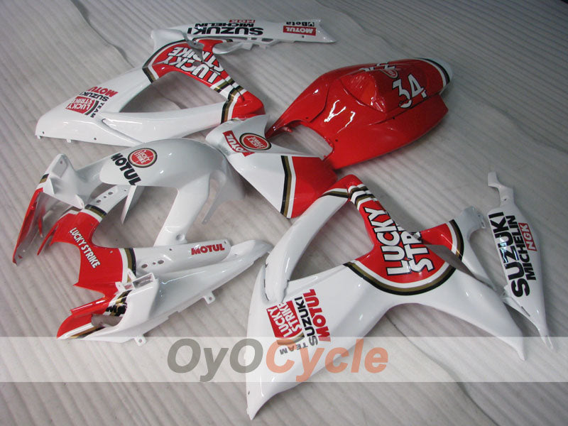 Injection Fairing kit for 06-07 GSX R600 - Red, White - Lucky Strike, MICHELIN, MOTUL #OYO87905333 Main image