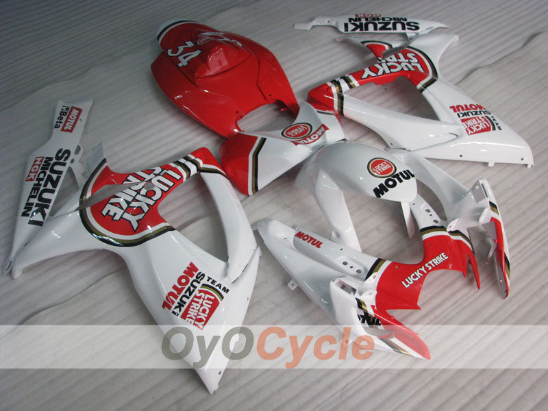 Injection Fairing kit for 06-07 GSX R750 - Red, White - Lucky Strike #OYO87905375