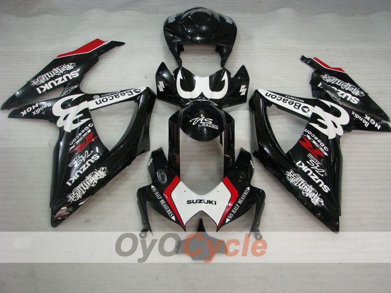 Injection Fairing kit for 08-10 GSX R600 - White, Black - Beacon #OYO87905389