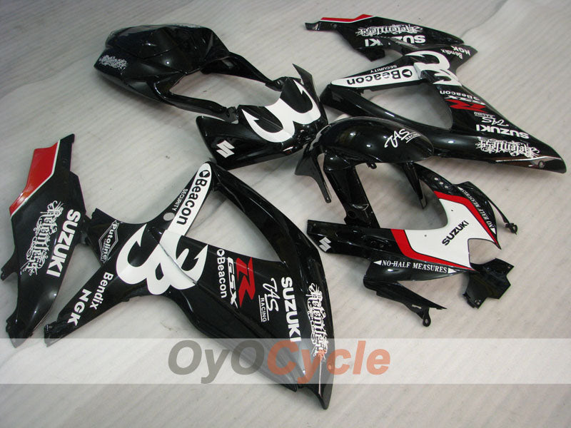 Injection Fairing kit for 08-10 GSX R600 - White, Black - Beacon #OYO87905389
