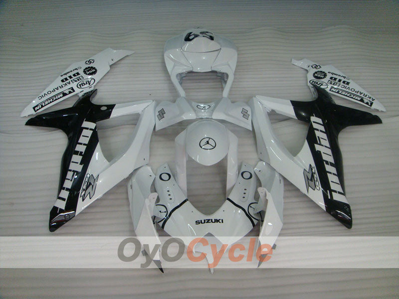 Injection Fairing kit for 08-10 GSX R600 - White, Black - Jordan #OYO87905390 Secondary image