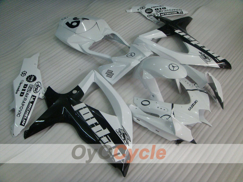 Injection Fairing kit for 08-10 GSX R600 - White, Black - Jordan #OYO87905390 Main image