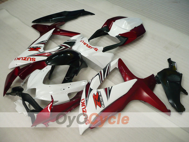 Injection Fairing kit for 08-10 GSX R600 - Red Wine Color, White - Factory Style #OYO87905393