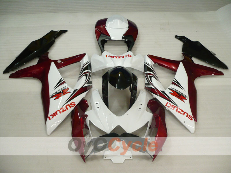 Injection Fairing kit for 08-10 GSX R600 - Red Wine Color, White - Factory Style #OYO87905393 Secondary image
