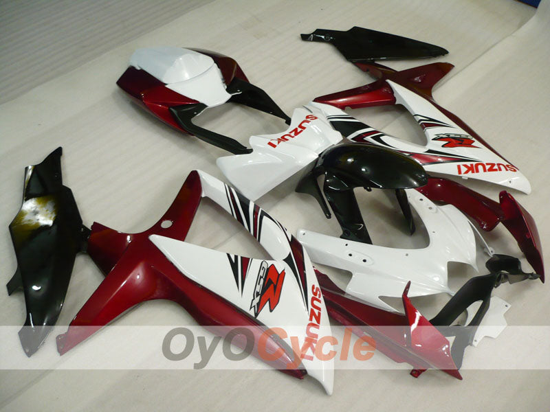 Injection Fairing kit for 08-10 GSX R600 - Red Wine Color, White - Factory Style #OYO87905393 Main image