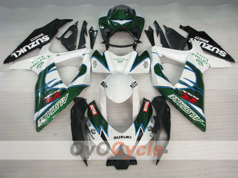 Injection Fairing kit for 08-10 GSX R600 - Green, White - Corona #OYO87905401