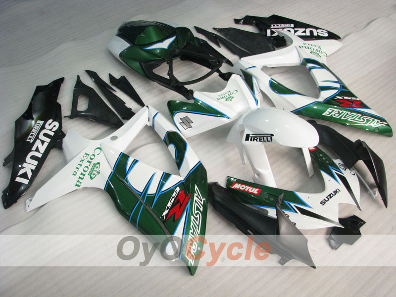 Injection Fairing kit for 08-10 GSX R750 - Green, White - Corona #OYO87905445 Main image