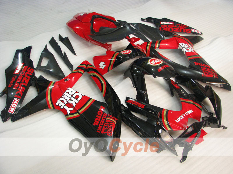 Injection Fairing kit for 08-10 GSX R600 - Red, Black - Lucky Strike #OYO87905402
