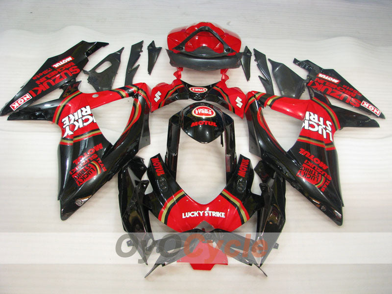 Injection Fairing kit for 08-10 GSX R750 - Red, Black - Lucky Strike #OYO87905446