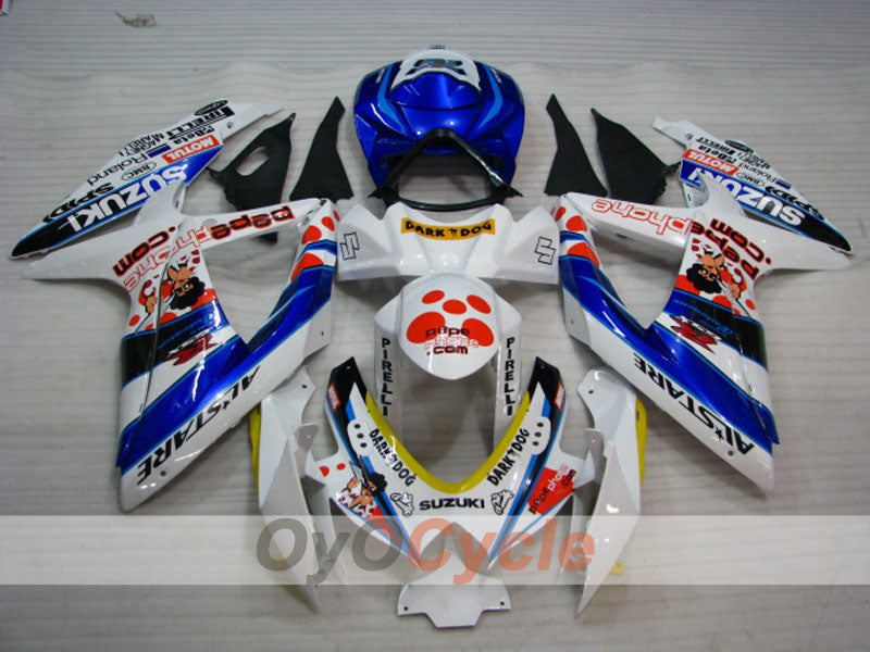 Injection Fairing kit for 08-10 GSX R600 - Blue, White - Dark Dog #OYO87905414 Main image