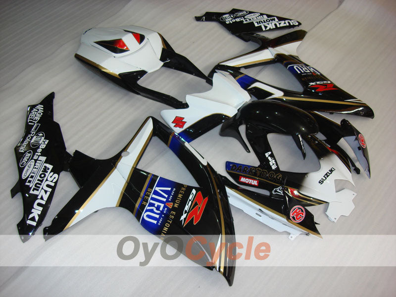 Injection Fairing kit for 08-10 GSX R600 - White, Black - VIRU #OYO87905418 Main image