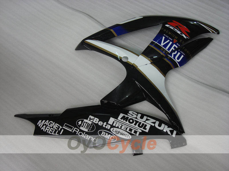 Injection Fairing kit for 08-10 GSX R600 - White, Black - VIRU #OYO87905418