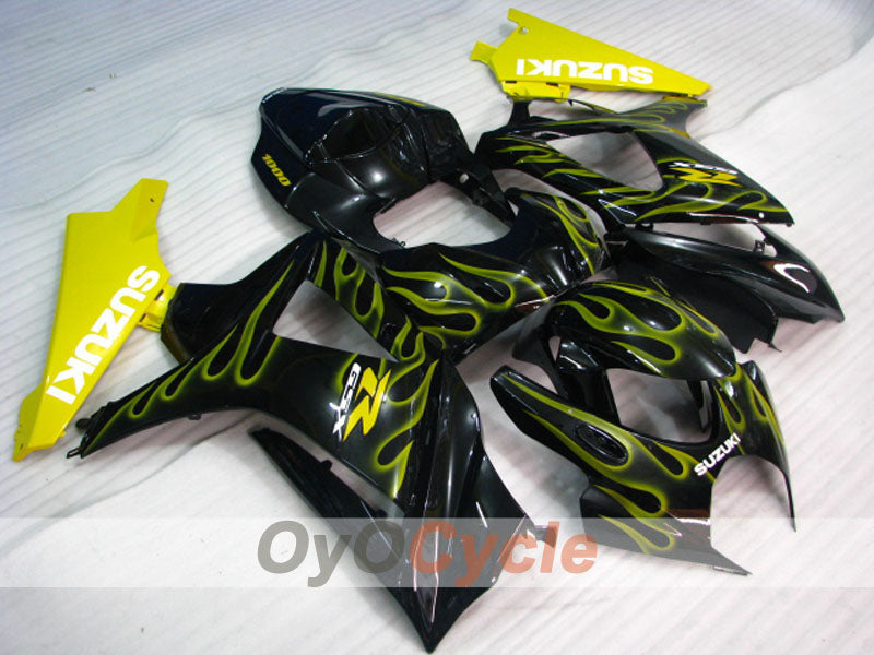 Injection Fairing kit for 07-08 GSX R1000 - Yellow, Black - Flame #OYO87905527 Main image