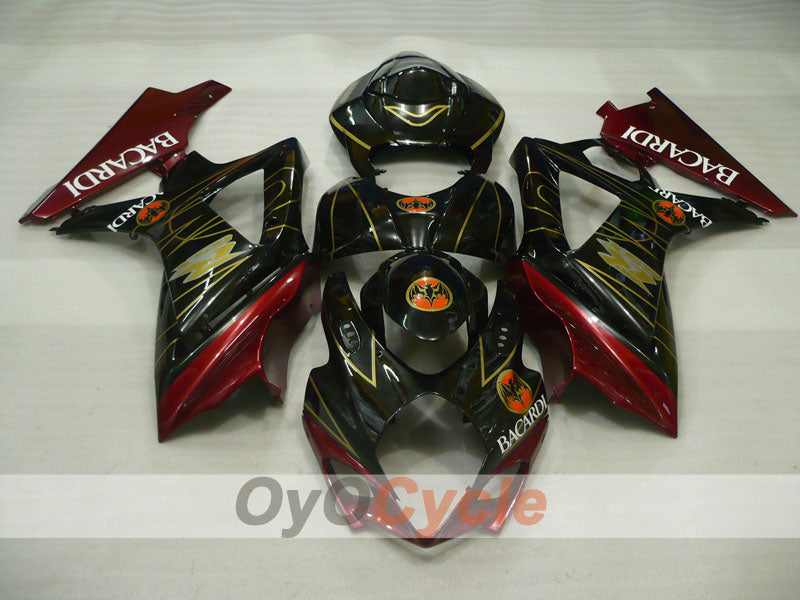 Injection Fairing kit for 07-08 GSX R1000 - Red, Black - BACARDI #OYO87905531 Secondary image
