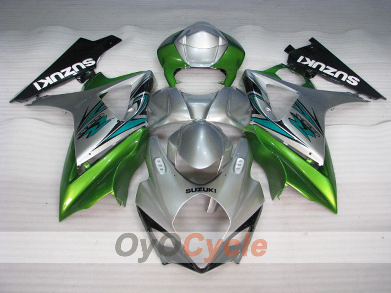 Injection Fairing kit for 07-08 GSX R1000 - Green, Silver - Factory Style #OYO87905533