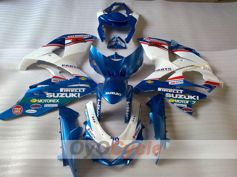 Injection Fairing kit for 09-16 GSX R1000 - Blue, White - PIRELLI #OYO87905547 Main image