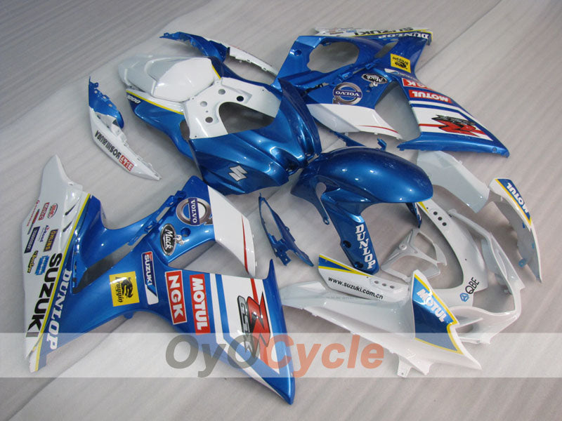 Injection Fairing kit for 09-16 GSX R1000 - Blue, White - DUNLOP, MOTUL #OYO87905548