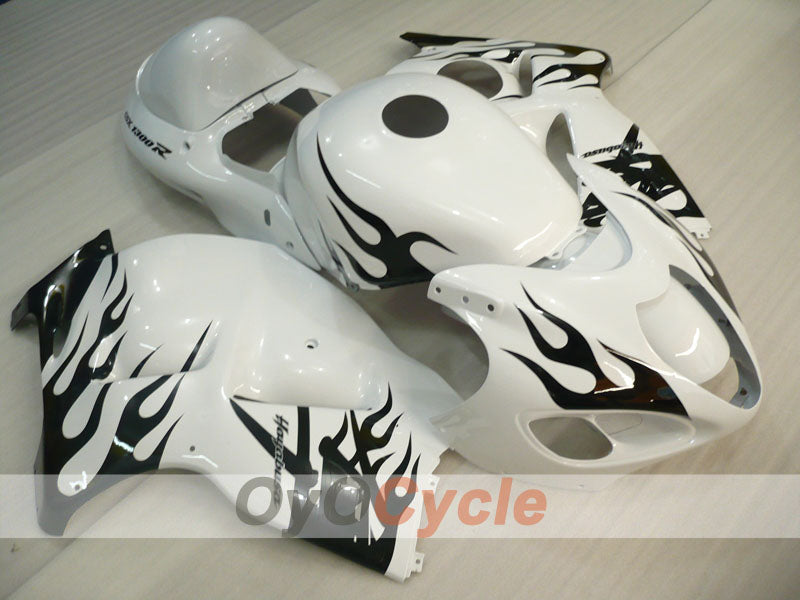 Injection Fairing kit for 99-07 GSXR1300 Hayabusa - White, Black - Flame #OYO87905607 Main image